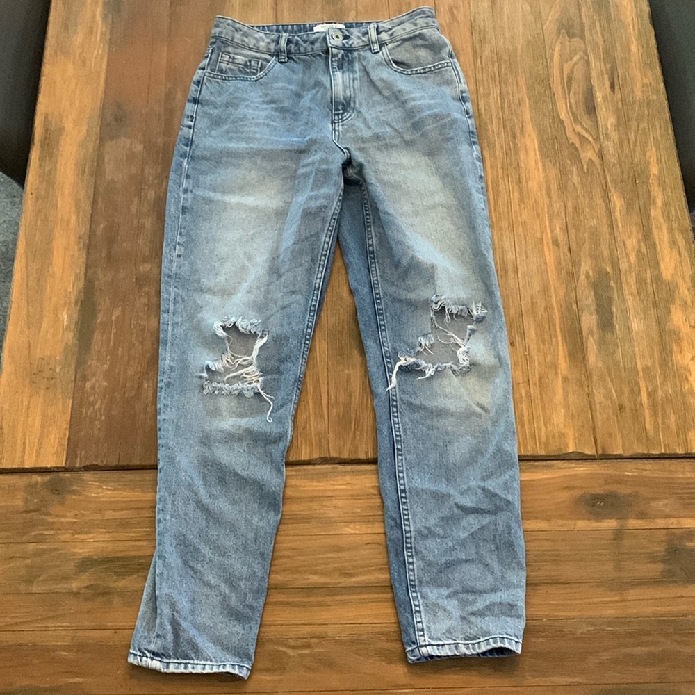 Forever 21 High Rise Ripped Light Blue Jeans